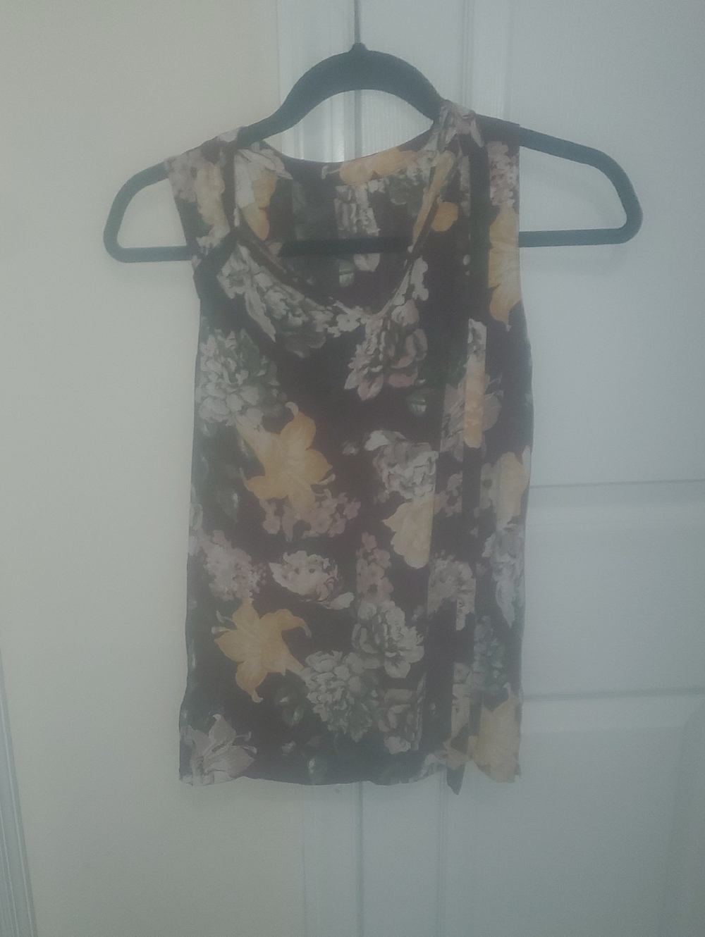 LOFT Outlet Floral Sleeveless Blouse in Brown and Yellow